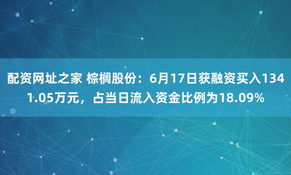 配资网址之家 棕榈股份：6月17日获融资买入1341.05万元，占当日流入资金比例为18.09%